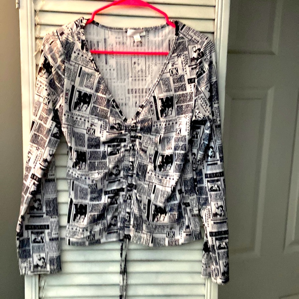 Orange Kiss size L cinch front top.